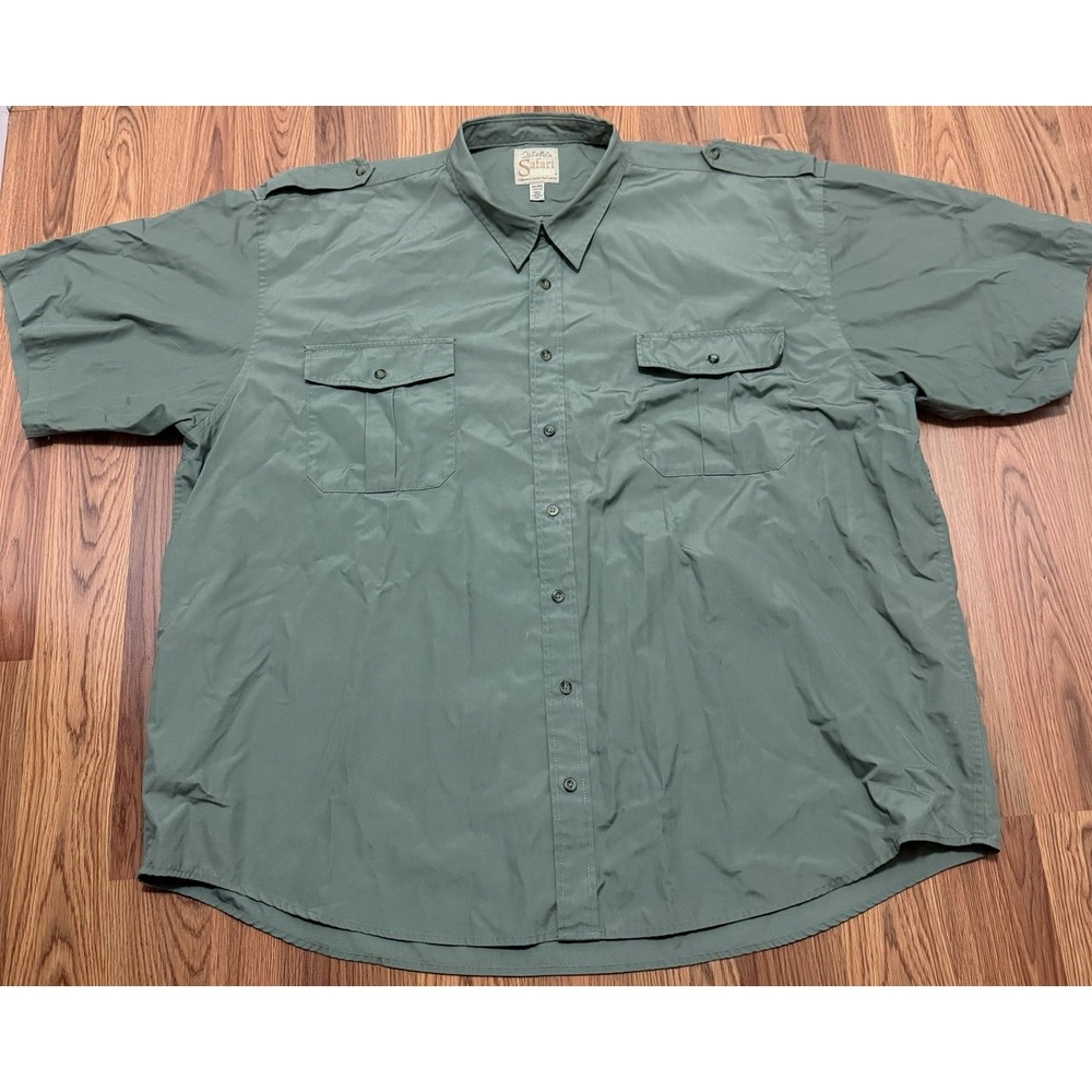 Cabela's Safari Series Shirt Mens 4XL Tall Green Utility Fishing Vented
